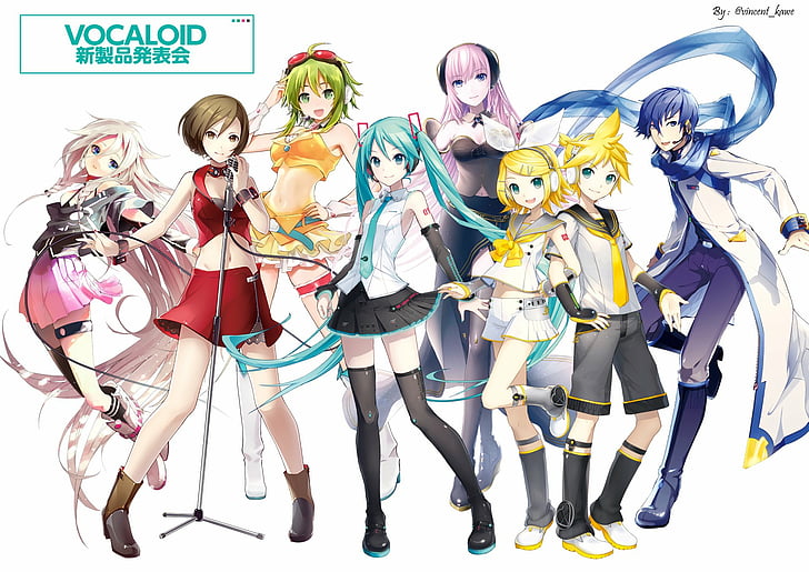 Anime, Vocaloid, GUMI (Vocaloid), Hatsune Miku, IA (Vocaloid), Kaito (Vocaloid), Len Kagamine, Luka Megurine, Meiko (Vocaloid), Rin Kagamine, Fond d'écran HD