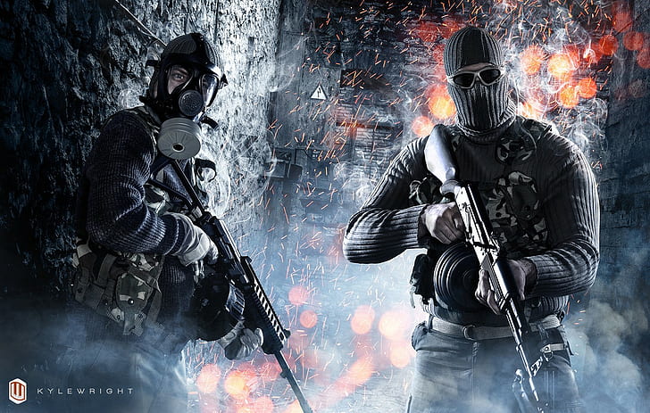 Battlefield 3, war, video games, weapon, gas masks, HD wallpaper