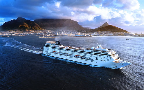 круизный лайнер, море, корабль, Кейптаун, Мать-Сити, HD обои HD wallpaper