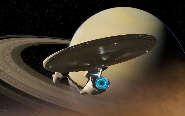 Star Trek, spaceship, space, Saturn, USS Enterprise (spaceship), HD wallpaper