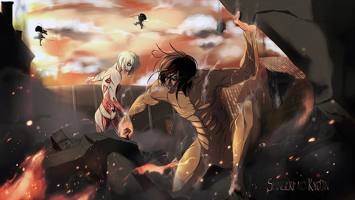 Wallpaper Animasi Attack On Titan, Anime, Attack On Titan, Annie Leonhart, Eren Yeager, Wallpaper HD