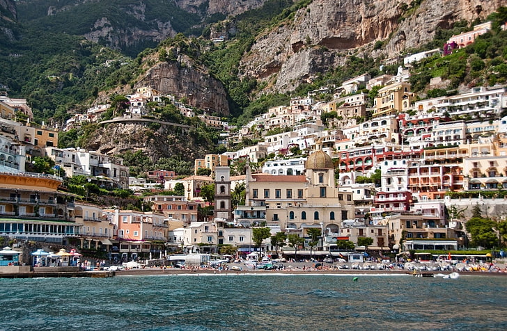 Kasabalar, Positano, İtalya, Salerno, HD masaüstü duvar kağıdı