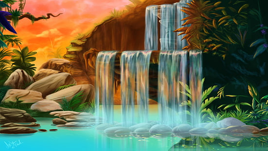 Beautiful Waterfall Lon King Wallpaper Hd para teléfonos móviles Tablet y portátil 3840 × 2160, Fondo de pantalla HD HD wallpaper