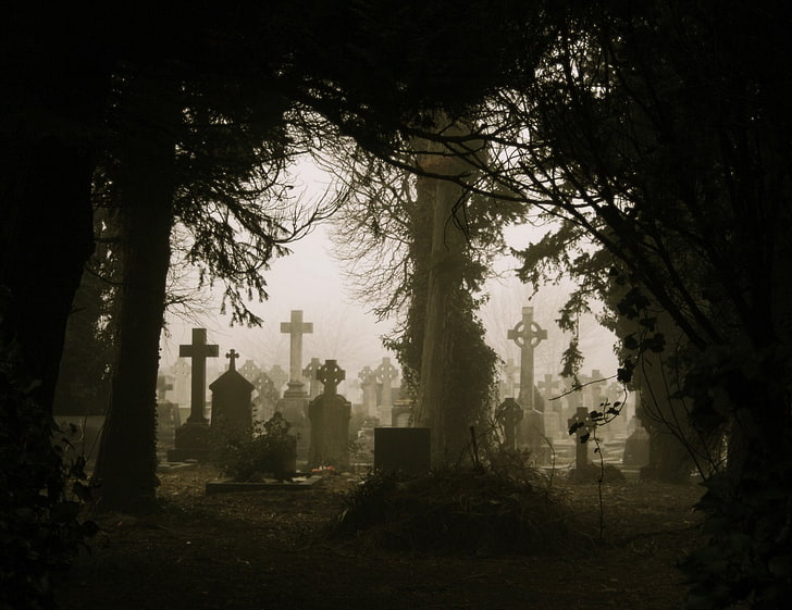 Oscuro, cementerio, Fondo de pantalla HD
