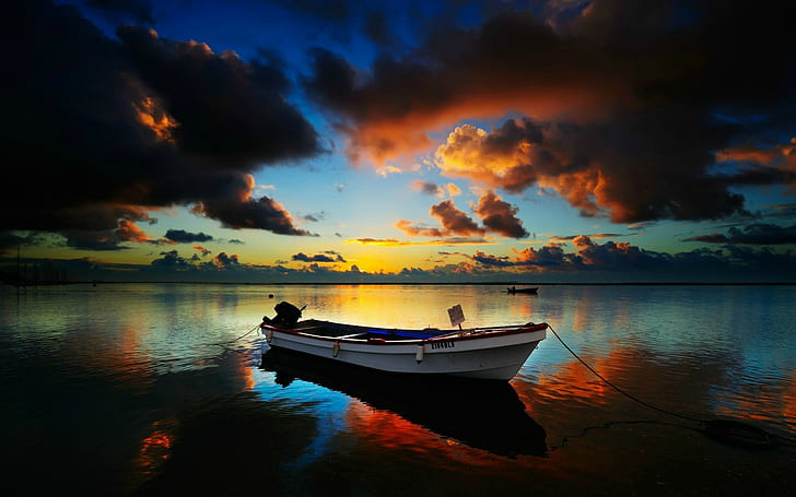 fotografía, naturaleza, mar, agua, barco, reflexión, Fondo de pantalla HD