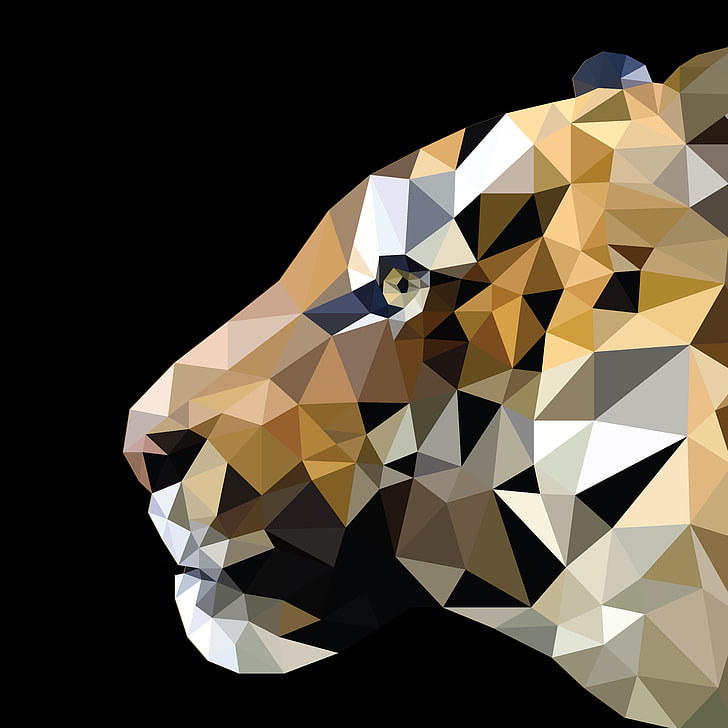 tiger, low poly, illustration, triangle, HD wallpaper