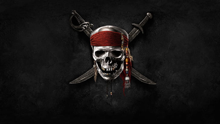 두개골, 해적, 검, 어둠, HD 배경 화면