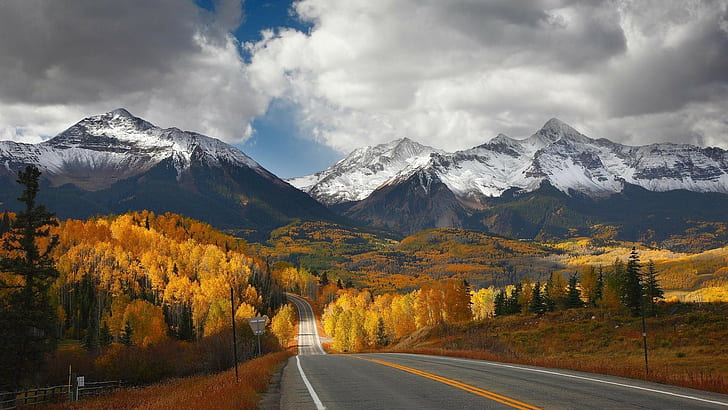 Kanada, musim gugur, gunung, jalan, alam, Wallpaper HD