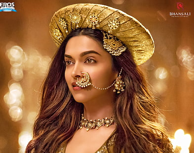 woman wearing gold-colored jewelries, Deepika Padukone, Bajirao Mastani, Jewellery, 4K, HD wallpaper HD wallpaper
