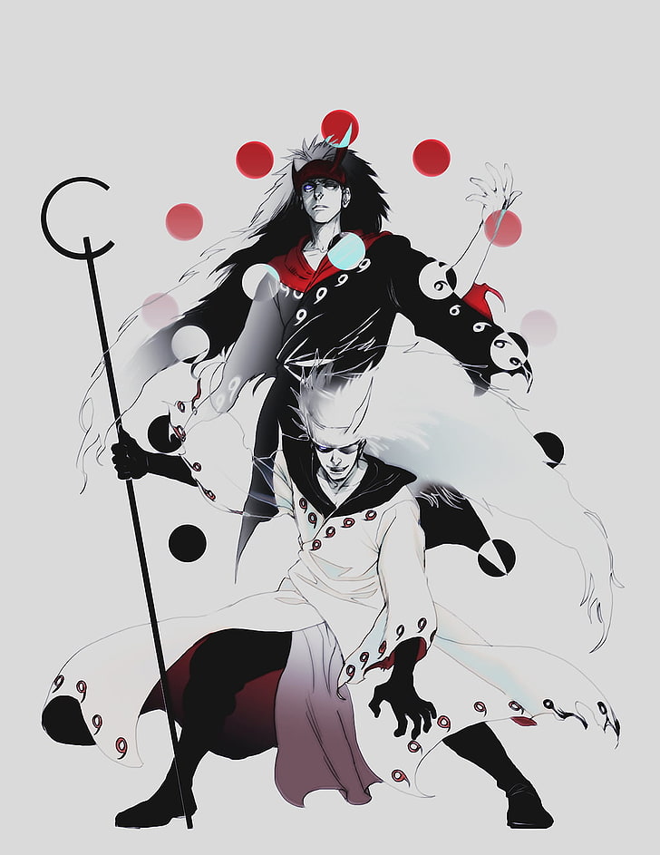 Naruto Six Path sketch, Naruto Shippuuden, Uchiha Madara, selective coloring, fan art, HD wallpaper