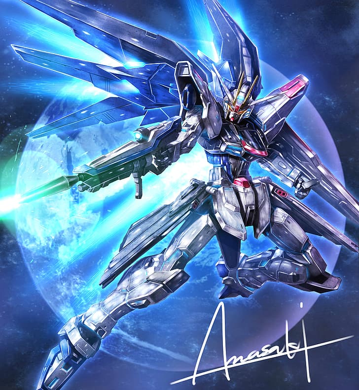 anime, robot, Gundam, Mobile Suit Gundam SEED, Mobile Suit Gundam SEED Destiny, Super Robot Wars, ZGMF-X10A dom, karya seni, seni digital, karya penggemar, Wallpaper HD, Wallpaper HD, wallpaper seluler