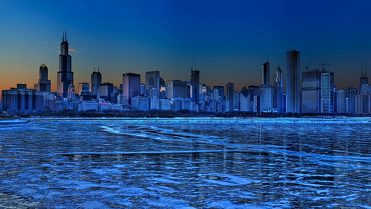 cityscape خلفية رقمية ، مدينة ، cityscape ، غيوم ، ناطحة سحاب ، شيكاغو ، الولايات المتحدة الأمريكية ، فن رقمي، خلفية HD