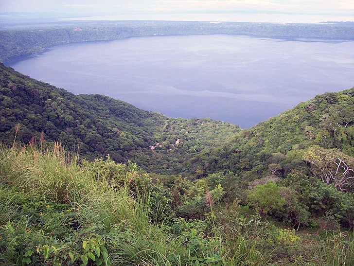 озеро, никарагуа, вулкан, HD обои