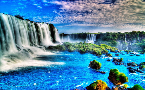Водопад Игуасу Река Игуасу на границата на аржентинската провинция Мисионес и бразилската държава Парана Най-големите водопади в света, HD тапет HD wallpaper