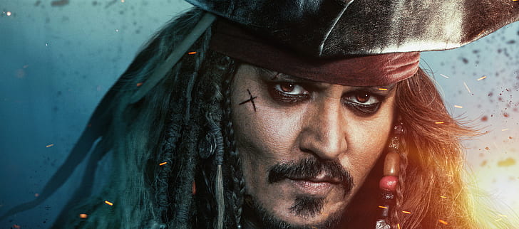 Капитан Джек Воробей, Джонни Депп, Пираты Карибского моря: Мертвецы не рассказывают сказки, HD обои