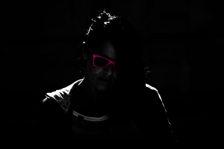 woman with pink sunglasses photo, Red  woman, pink, sunglasses, photo, mujer, joven, sombra, gafas, rojo, blanco y negro, young  girl, glasses, red  shadow, black and white, spectacles, selective color, foto, imagen, fotografia, pic, photography, image, photographer, dark, people, one Person, women, black Color, HD wallpaper