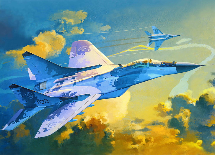 the plane, fighter, art, support, point, OKB, Russian, multipurpose, Soviet, developed, MiG-29A, MiG., Fulcrum, HD wallpaper
