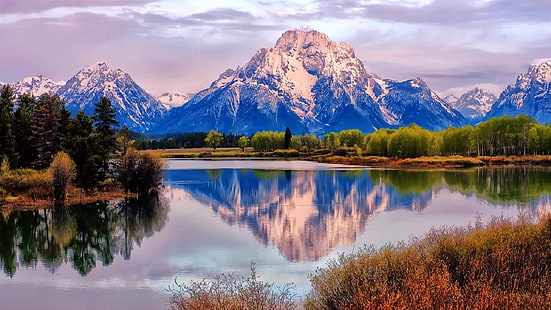 Wyoming Grand Teton National Park Mount River Snake River Nature Landscape Wallpapers Hd 2560 × 1440, Tapety HD HD wallpaper