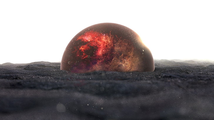 brun och röd sten, planet, sand, galax, universum, marmor, HD tapet