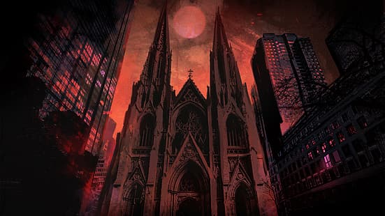 Vampiro: The Masquerade, Coteries de Nova York, Nova York, igreja, catedral, HD papel de parede HD wallpaper