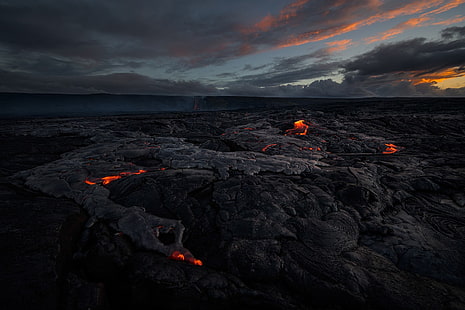 przyroda, wulkan, lawa, erupcja wulkanu, skały, wyspa, Tapety HD HD wallpaper