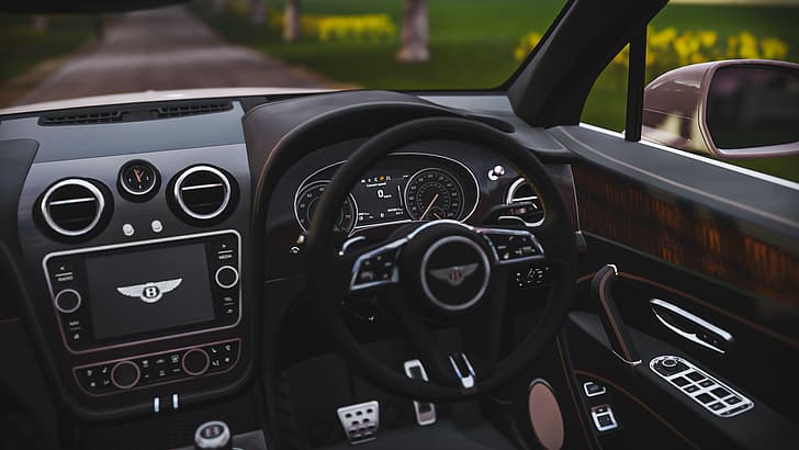 Bentley Bentayga, Bentley, Forza, Forza Horizon 4, car, car interior, vehicle interiors, SUV, video games, vehicle, HD wallpaper
