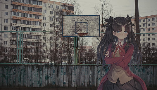 Anime, Stadt, 2D, irl, Tohsaka Rin, Anime Girls, Fate / Stay Night, Fate Series, HD-Hintergrundbild HD wallpaper