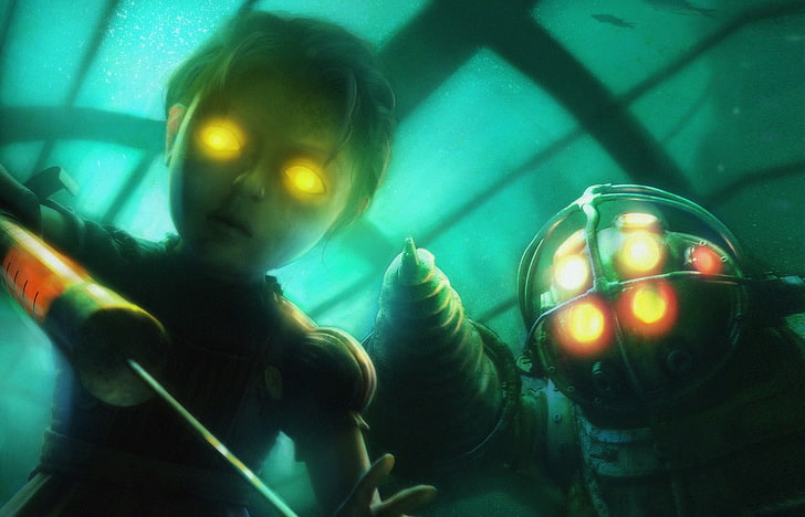 Bioshock graphics artwork, BioShock 2, BioShock, Little Sister, Big Daddy, HD wallpaper