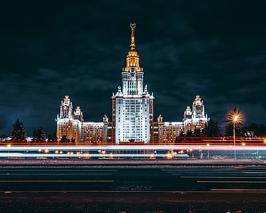 Russia, Mosca, luci, notte, Sfondo HD HD wallpaper