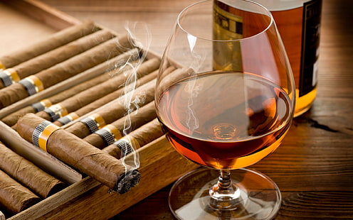 Cigarrer, fotografi, glas, vin, alkohol, klart vinglas, cigarrer, fotografi, glas, vin, alkohol, 2560x1600, HD tapet HD wallpaper