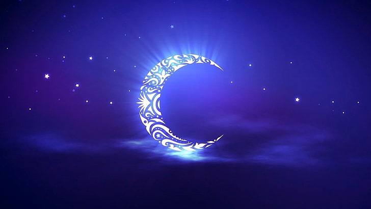 Ramadán, islámico, islam, luna, noche, luz de la luna, Fondo de pantalla HD