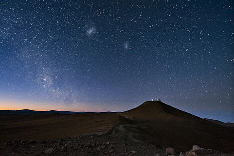 the sky, stars, night, desert, The milky way, Chile, Atacama, The Magellanic clouds, HD wallpaper HD wallpaper