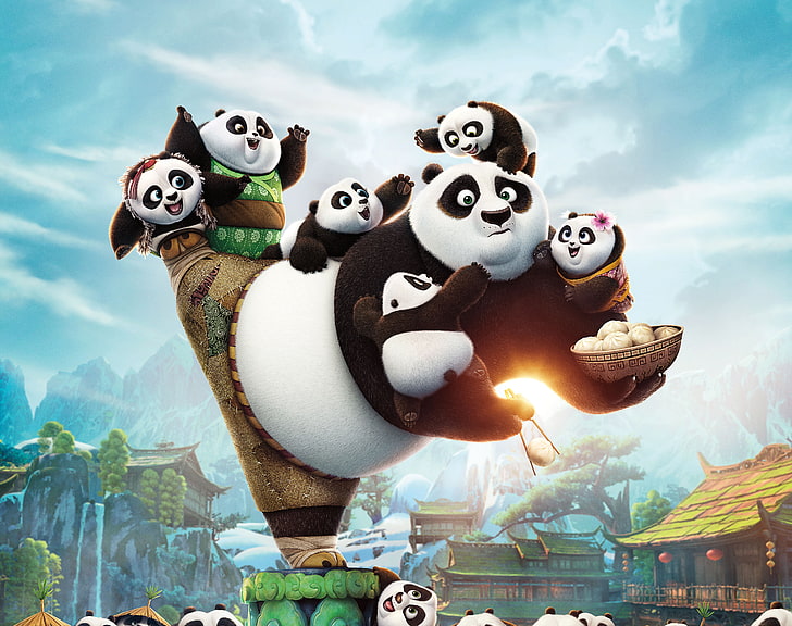 Kung Fu Panda tapet, kung fu panda 3, panda, barn, 2016, HD tapet