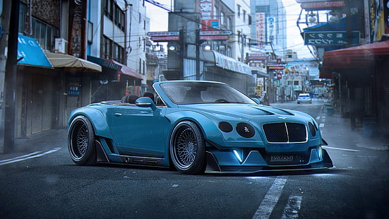 Bentley Continental GT ซูเปอร์คาร์สีน้ำเงินเบนท์ลีย์คอนติเนนทัล GT สีน้ำเงินซูเปอร์คาร์, วอลล์เปเปอร์ HD HD wallpaper