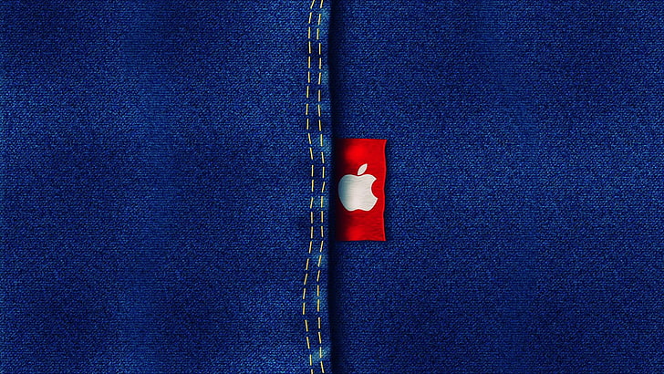 شعار Apple ، شركة Apple Inc. ، جينز ، شعار، خلفية HD