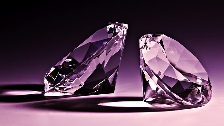 два фиолетовых драгоценных камня, бриллианты, драгоценности, HD обои