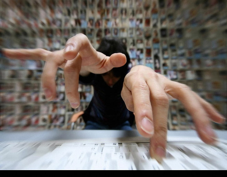 tangan seseorang, gerakan kabur, tangan, keyboard, closeup, Wallpaper HD