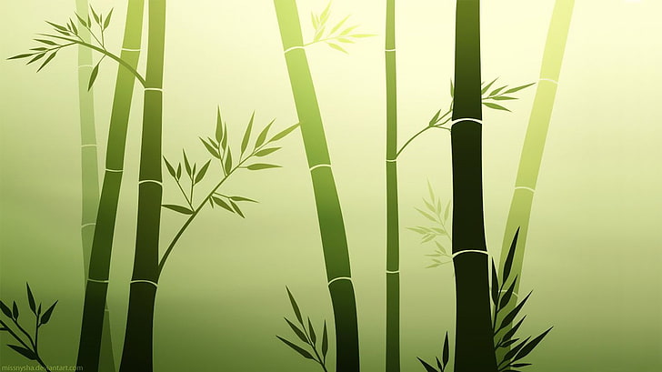 bambu, seni vektor, daun, Wallpaper HD
