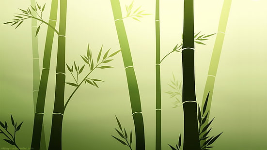 бамбук, векторное искусство, листья, HD обои HD wallpaper