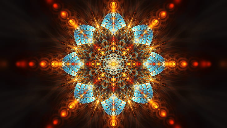 abstract, fractal, digital art, fractal flowers, symmetry, HD wallpaper
