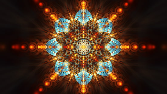 abstract, fractal, digital art, fractal flowers, symmetry, HD wallpaper HD wallpaper