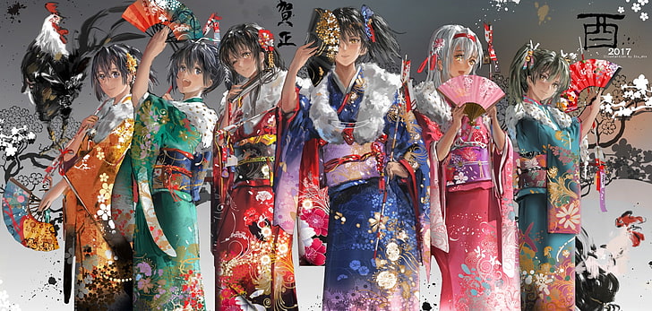 Anime, Coleção Kantai, Akagi (Kancolle), Hiryuu (Kancolle), Kaga (Kancolle), Shoukaku (Kancolle), Souryuu (Kancolle), Zuikaku (Kancolle), HD papel de parede
