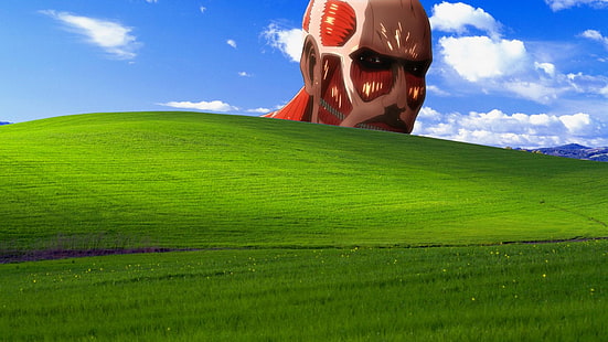 Атака върху илюстрацията Titan Colossal, Shingeki no Kyojin, HD тапет HD wallpaper