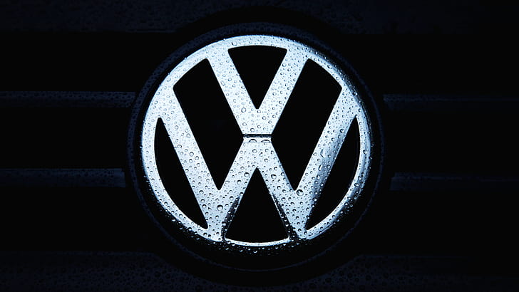 Volkswagen Logo Wet Water Drops HD, cars, water, drops, logo, wet, volkswagen, HD wallpaper