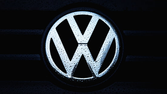 Volkswagen Logo Wet Water Drops HD, автомобили, вода, капли, логотип, мокрая, volkswagen, HD обои HD wallpaper
