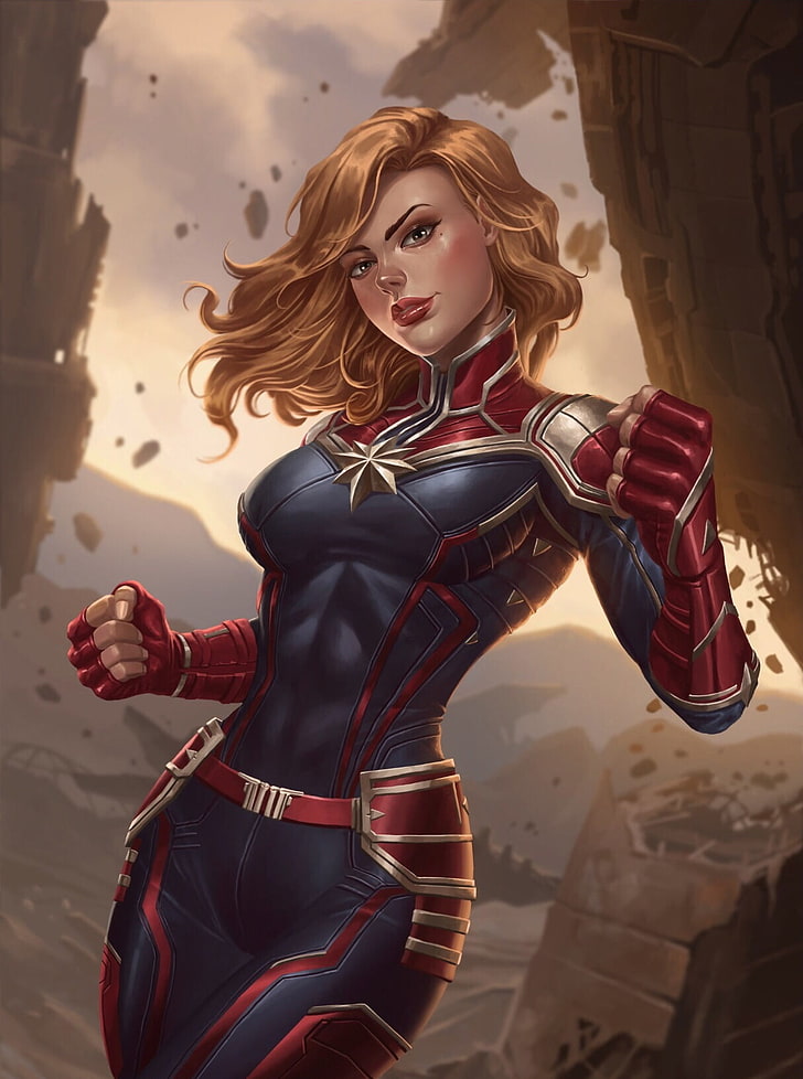 Captain Marvel, Carol Danvers, Marvel Comics, bodysuit, HD wallpaper