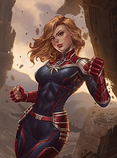 Captain Marvel, Carol Danvers, Marvel-Comics, Bodysuit, HD-Hintergrundbild HD wallpaper