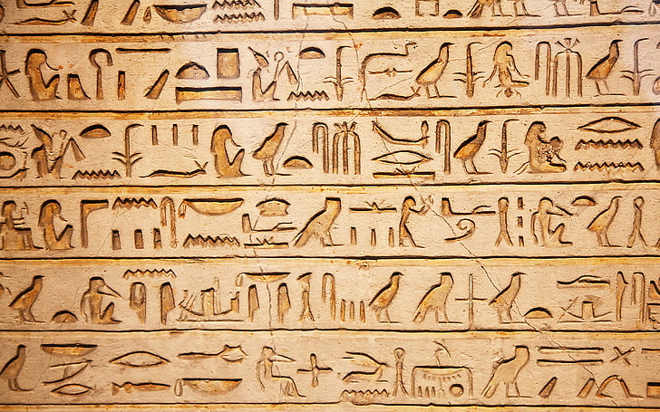 кафяво дървено лого партида, стена, йероглиф, египетско, значение, HD тапет