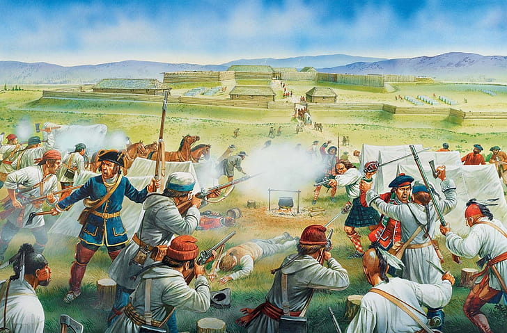 weapons, figure, valley, shooting, America, defense, Ohio, North, raids, French, Indian, 1758, the settlers, HD wallpaper