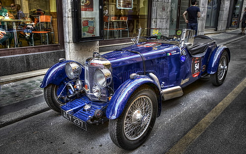 Синя мечта, ретро стил, класически автомобил, син, мечта, ретро, ​​стил, класика, кола, HD тапет HD wallpaper
